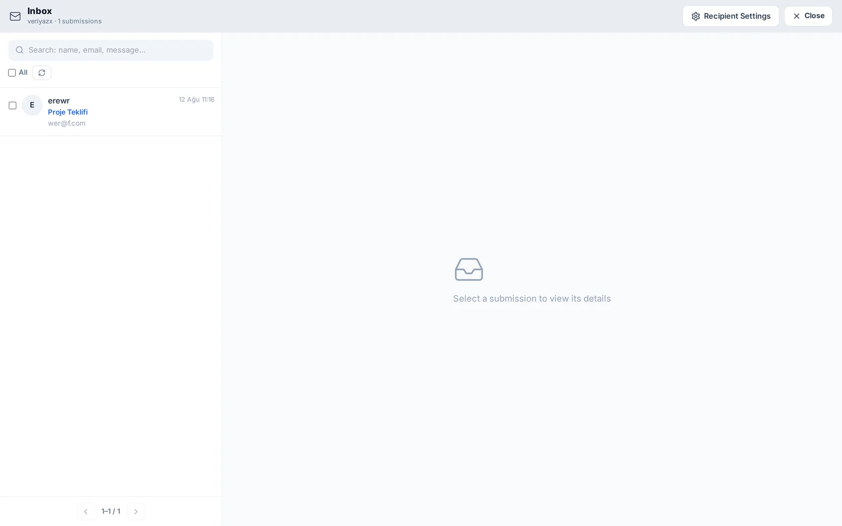 Inbox screen