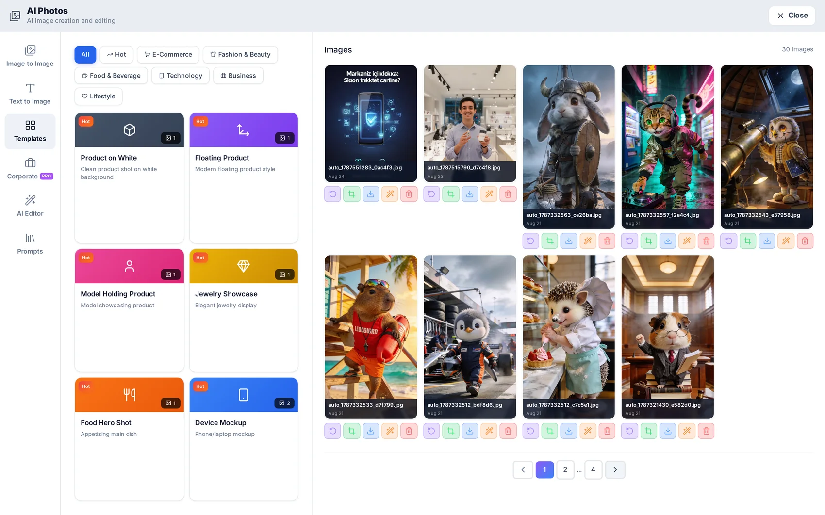 AI Photos screen